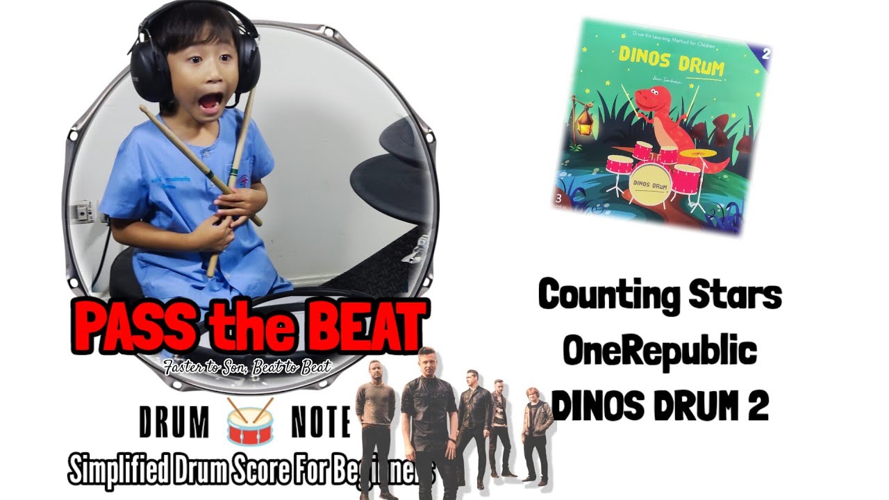 Counting Star - OneRepublic | Dinos Drum 2 | Drum Note, Drumless for Beginners 🔥🔥