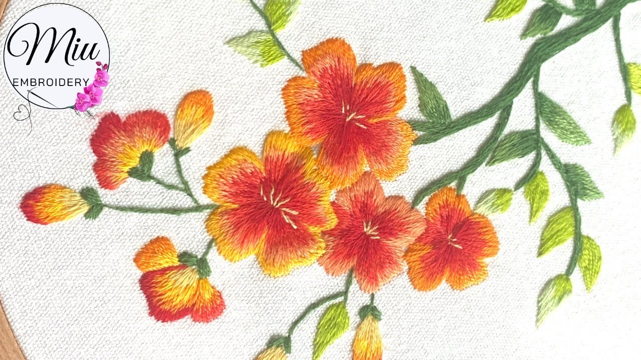 Needle Painting Embroidery Tutorial - Trumpet Vine