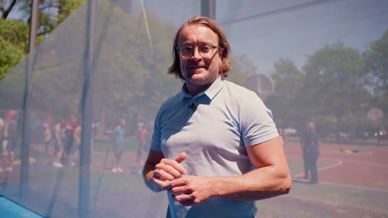 @squashtv Commentator Joey Barrington showcases brand new outdoor squash court Project Beacon!