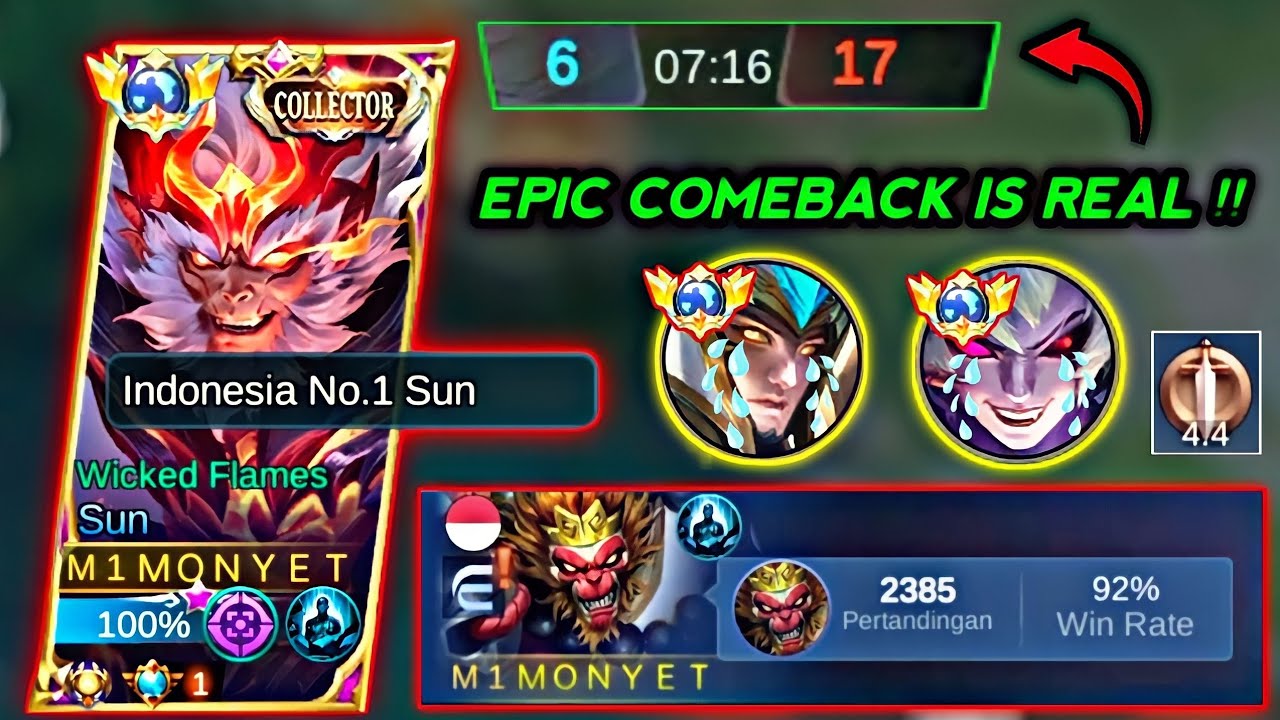 EPIC COMEBACK IS REAL ❗ | ROTASI SUN YANG BIKIN MUSUH KEBINGUNGAN | MOBILE LEGENDS