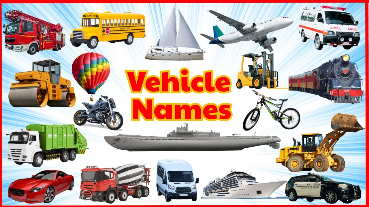 🚗 50+ Vehicle Names for Kids | Type of Vehicles | Learn Cars, Trucks Vocabulary | Chu Happy Kids