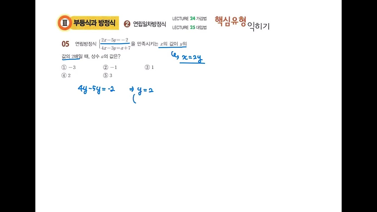 p87 표준유형 9번│우공비Q+Q 표준완성 중2-1│05.연립일차방정식