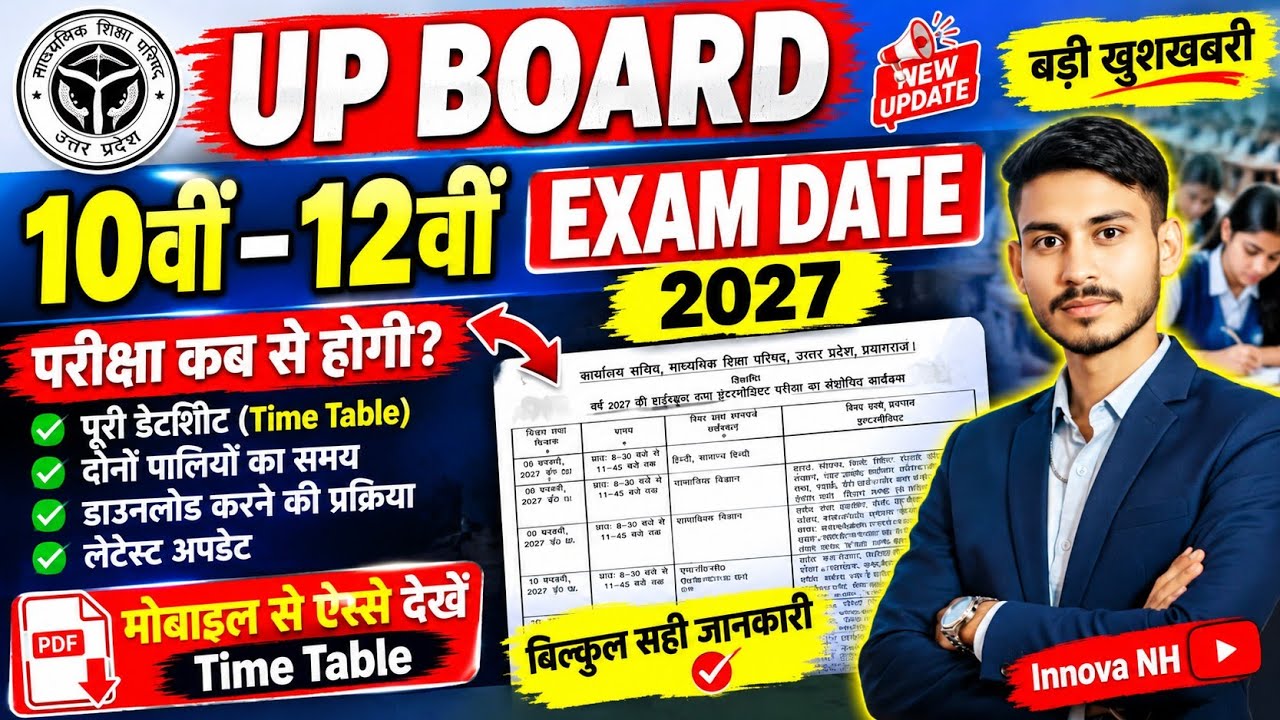 UP Board Exam Date 2027 Kaise Download Kare | Class 10th 12th Time Table 2027 | UPMSP Exam Date