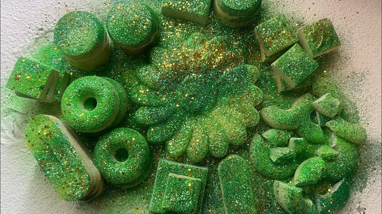 Mean green money machine! Reforms with pigment powder and glitter | ASMR CHALK CRUSH