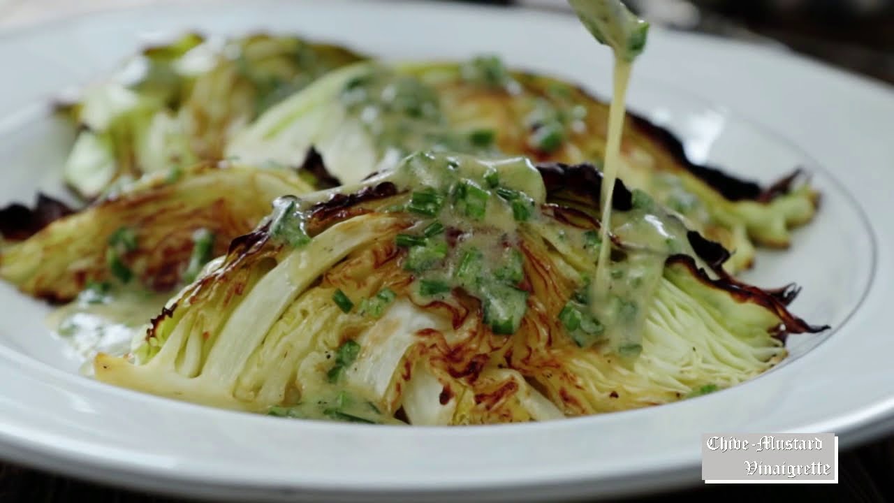 Best Easy & Delicious Daniel Fast Recipe - Roasted Cabbage with Chive Mustard Vinaigrette