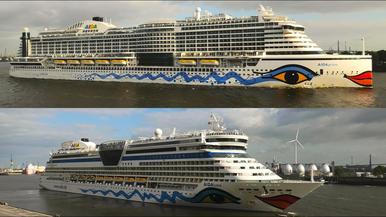 4K AIDAprima & AIDAluna wunderschön klassisches AIDA Doppelauslaufen in Hamburg (HORN) 06.05.2025