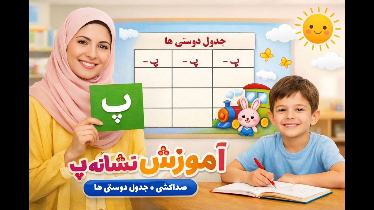 آموزش نشانه «پ» کلاس اول | صداکشی + جدول دوستی‌ها