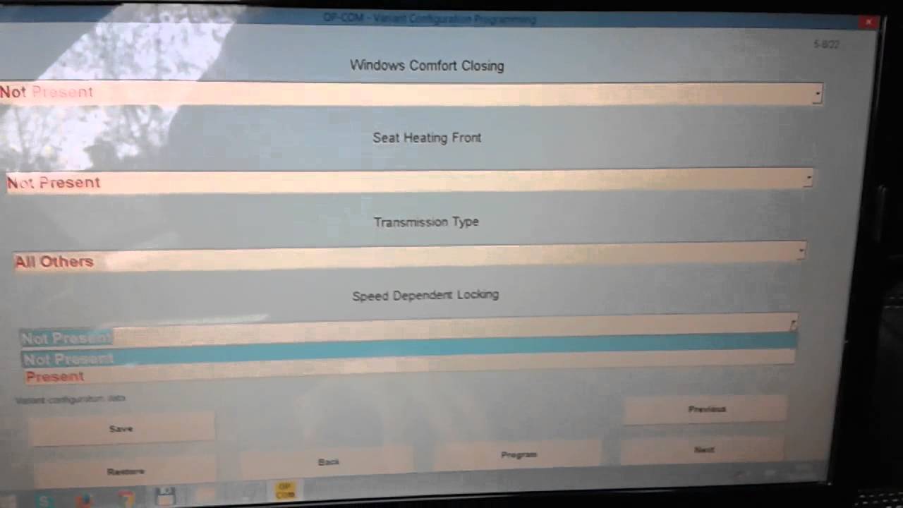 Op-Com Opel Astra H programiranje automatsko zakljucavanje vrata (Speed dependent locking)