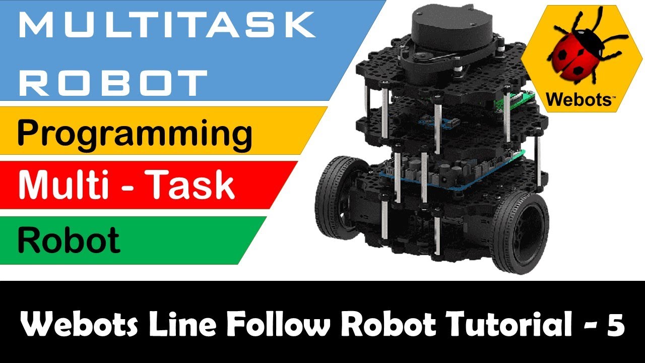 #webots Line Follow Robot Tutorial #5 - How to program MULTI-TASKING robot   (Layered Architecture)