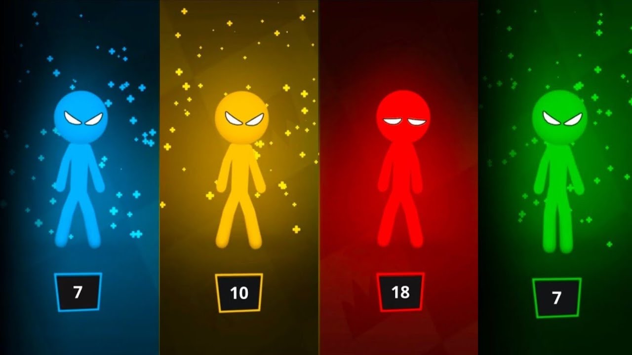 Stickman Party - Турнирный режим, случайный выбор 1-4 игроков | Прохождение игры, обновление мини...