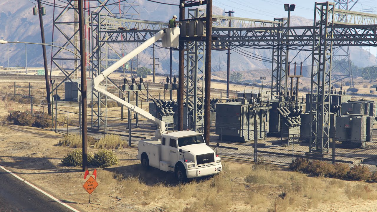 Utility Truck Interaction - GTA V working utility bucket truck