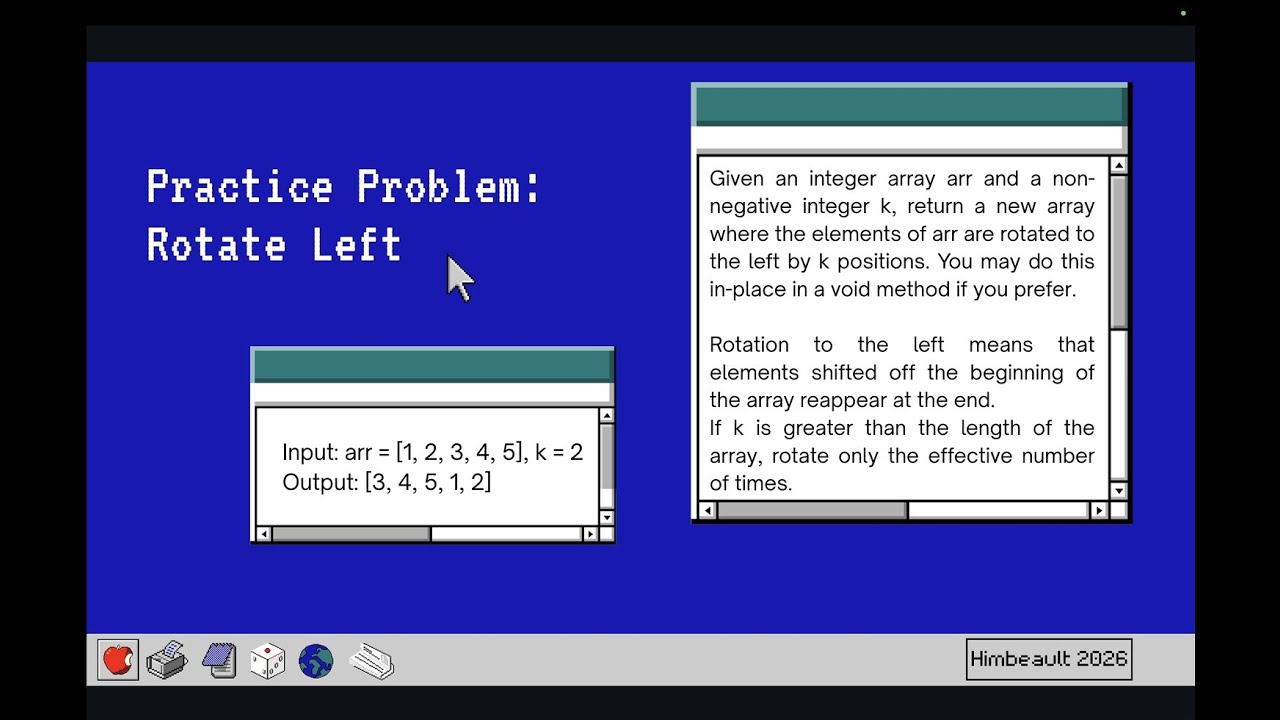 Java Practice Problem: Rotate Array Left (Arrays & Indexing)