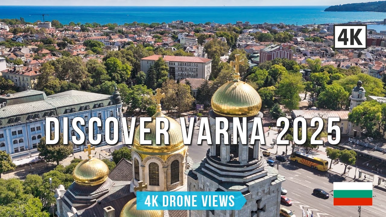 Варна, Болгария 2025 🌊 Потрясающий 4K тур с дрона | Собор, порт и маяк с высоты
