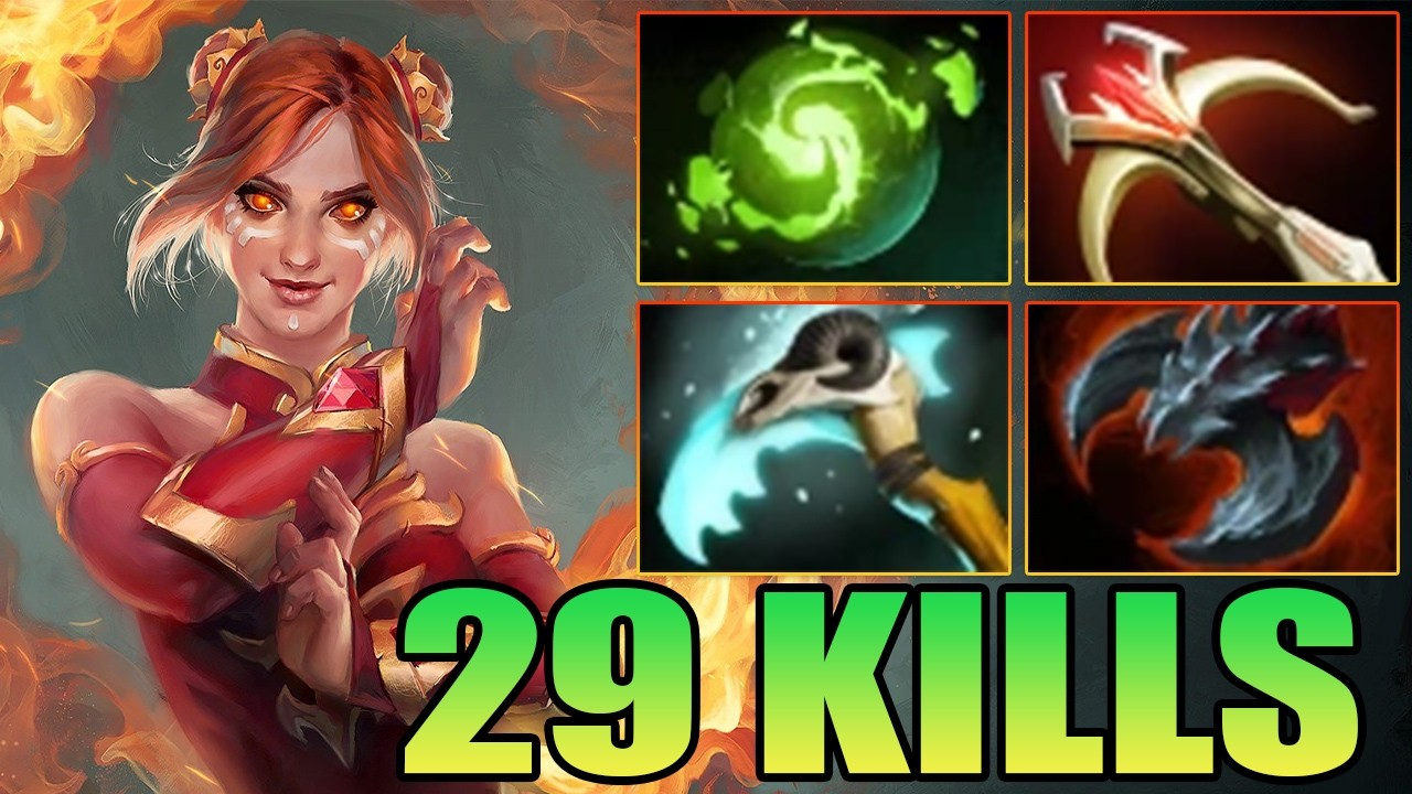 29 Kills Lina Dota 2 !! Lina Dota 2 Carry Safe Lane Build Pro Gameplay Guide 7.40