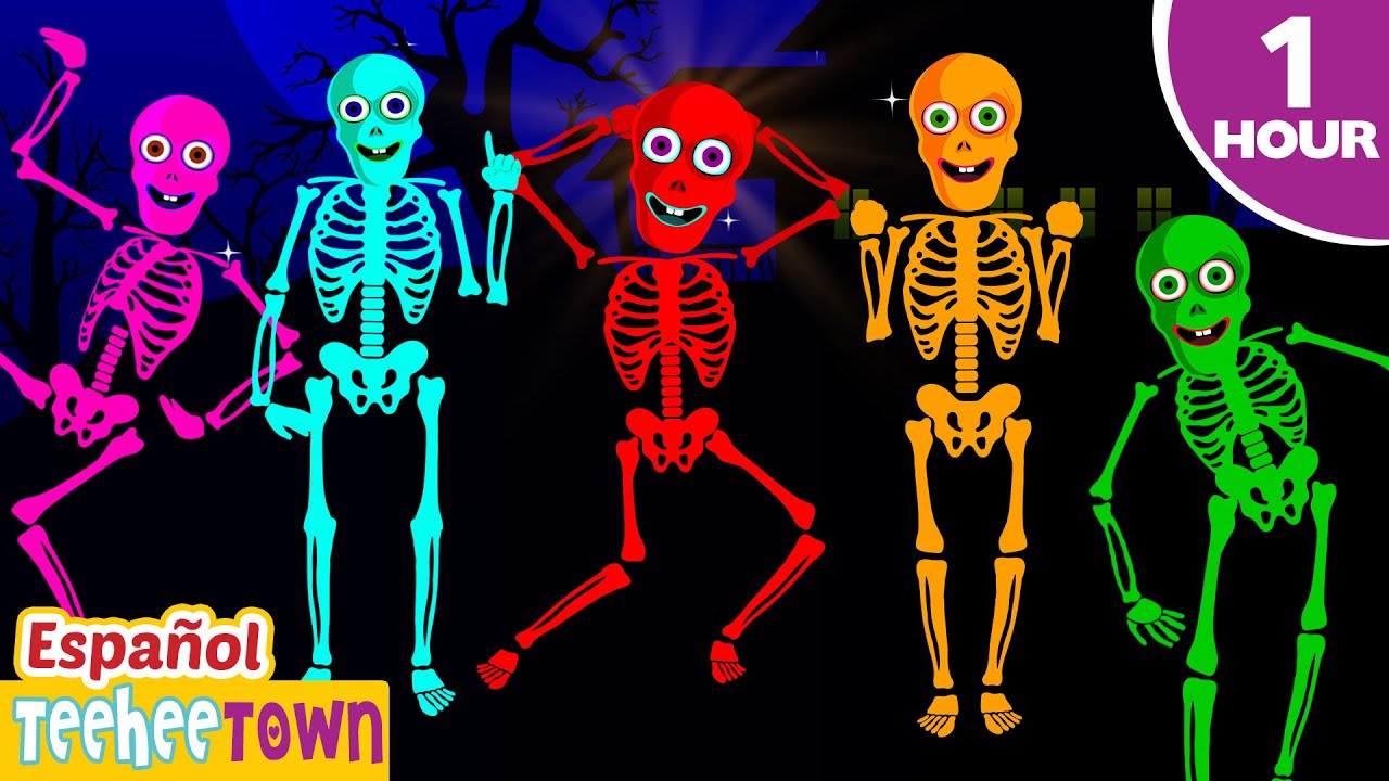 [4K] Cinco Esqueletos Salieron Una Noche - Canciones Infantiles | Pueblo Teehee