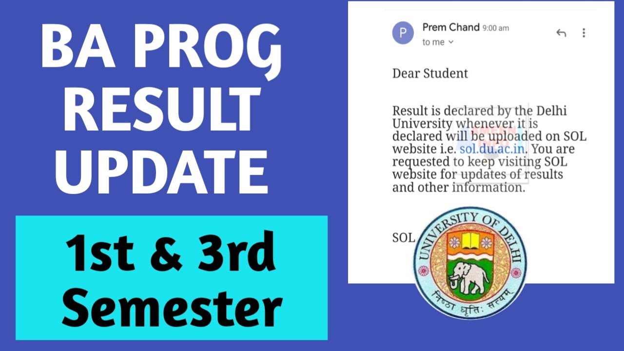 SOL BA PROG Result कब आएगा? First and Third Semester