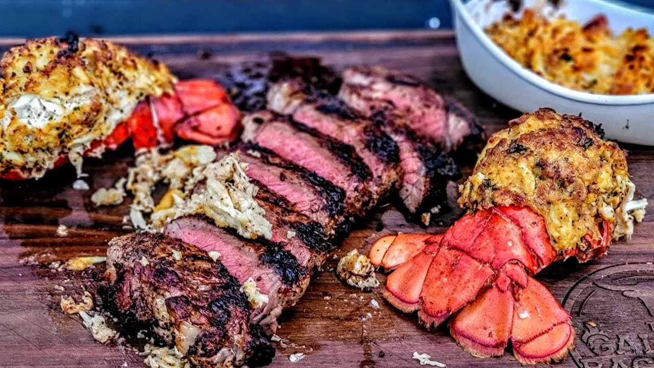 Stuffed Lobster Tail Recipe | Crab Imperial Stuffing | Rib-Eye Steaks | Masterbuilt Gravity 1050