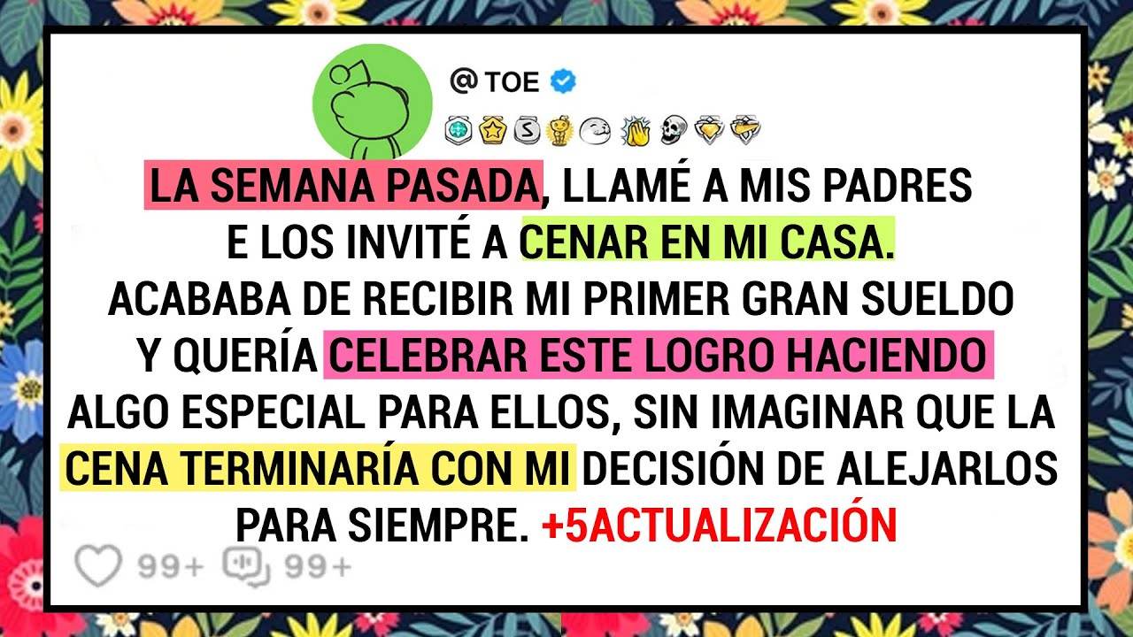 La semana pasada, llamé a mis padres e los invité a cenar en mi casa. Acababa de recibir mi primer..