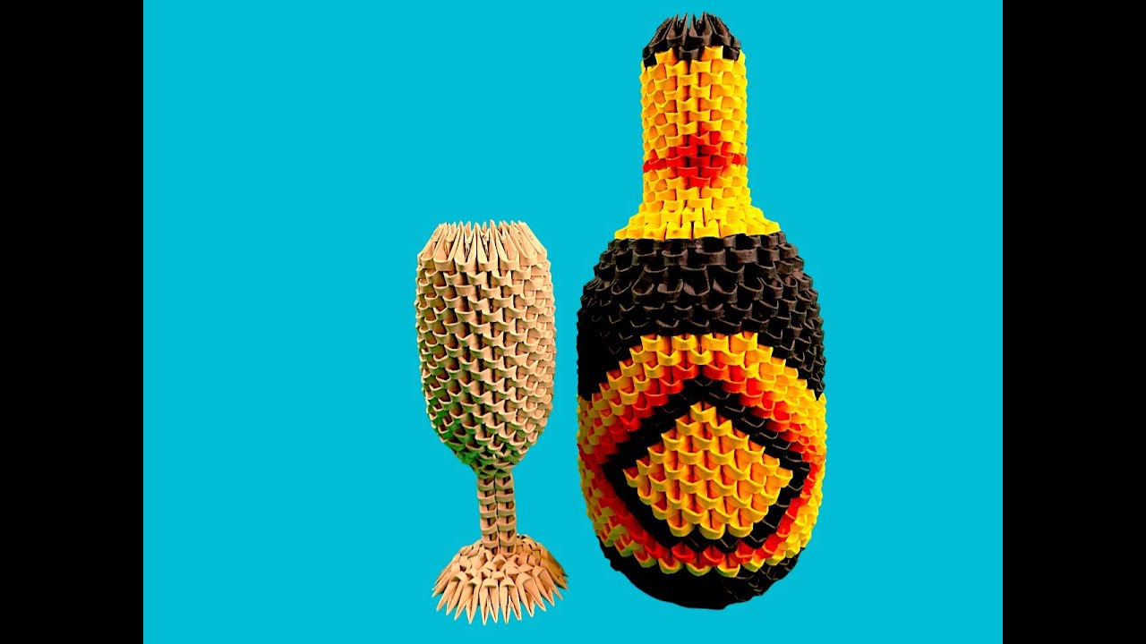 3D Origami Champagne Bottle Tutorial – Part 2 | Step by Step Modular Origami