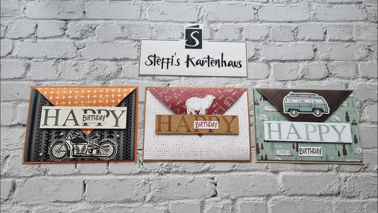 Umschlagkarte die Perfekte Funfoldcard für Männerkarten Stampin up Bauernhof Motorrad so einfach
