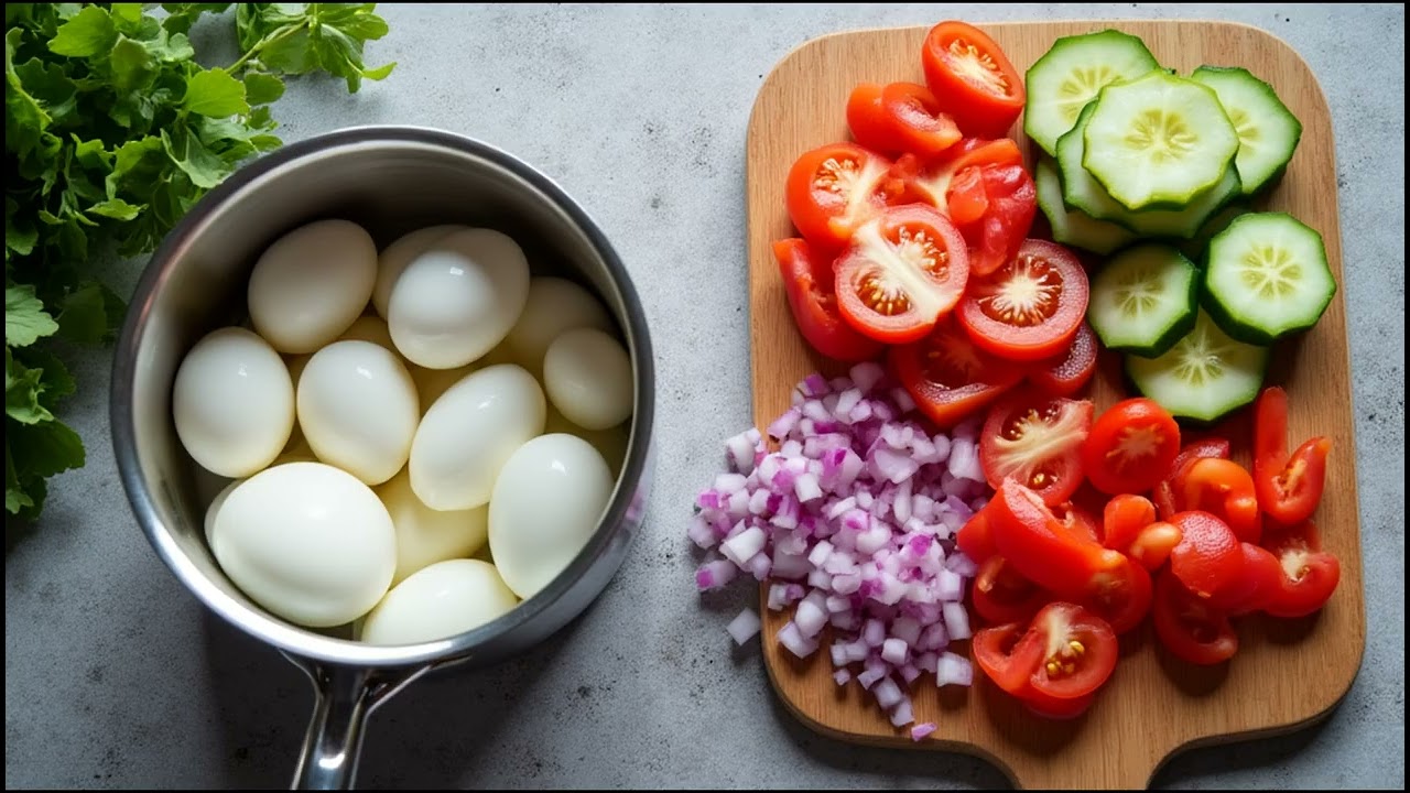 Ensalada de Huevos Cocidos Española Fácil Para Almuerzo Rápido