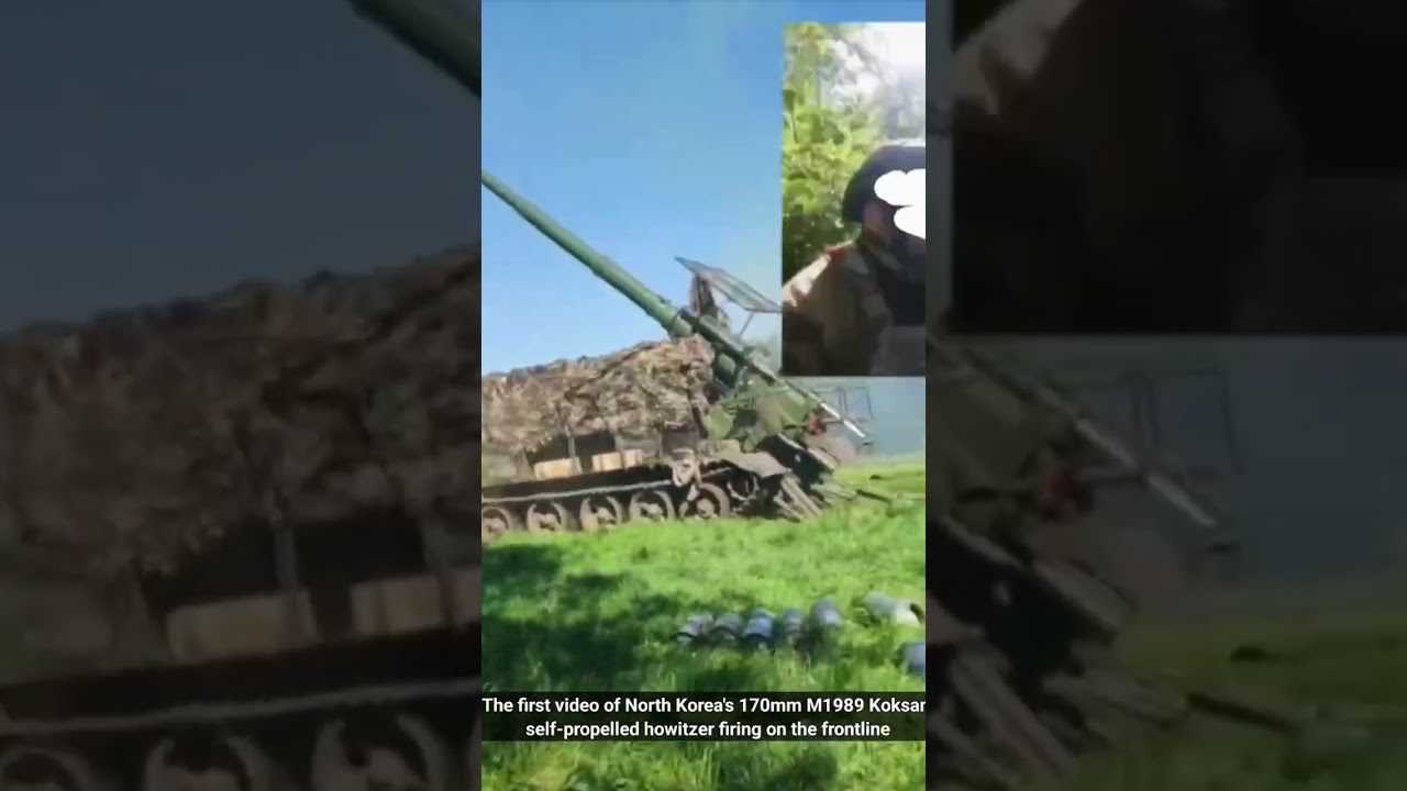 North Korea's 170 mm M1989 Koksan self-propelled howitzer firing on the front lines