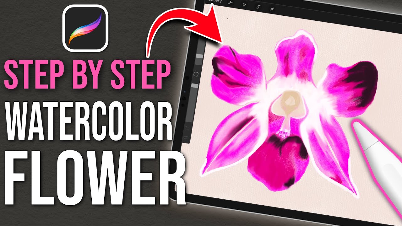 How To Draw Watercolor Flowers In Procreate - Step by Step Tutorial For Beginners