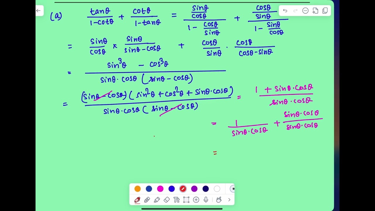 Prove that:    tanθ /(1−cotθ) + cotθ /(1-tanθ) = 1 + secθcosecθ 