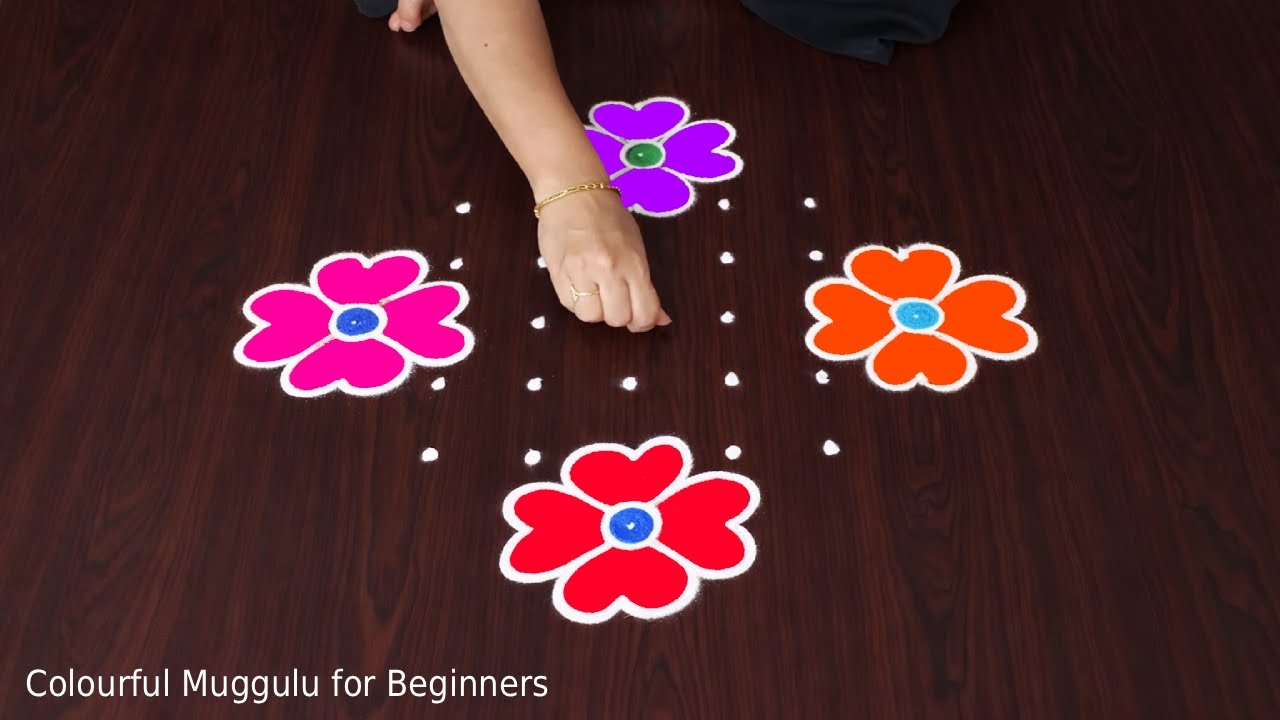 Simple Rangoli Designs 9x1 Dots Bhogi Kolam and New Sankranthi Muggulu for Beginners