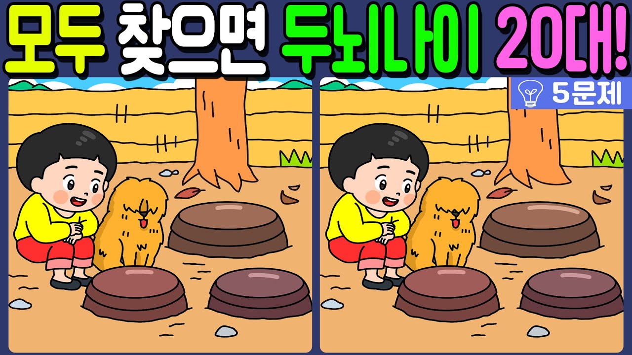 【다른그림찾기/치매예방】🔥차이점 3개 모두 다 찾으면 두뇌나이 20대!【 find difference / 두뇌운동/3개 찾기/5문제/#1248】