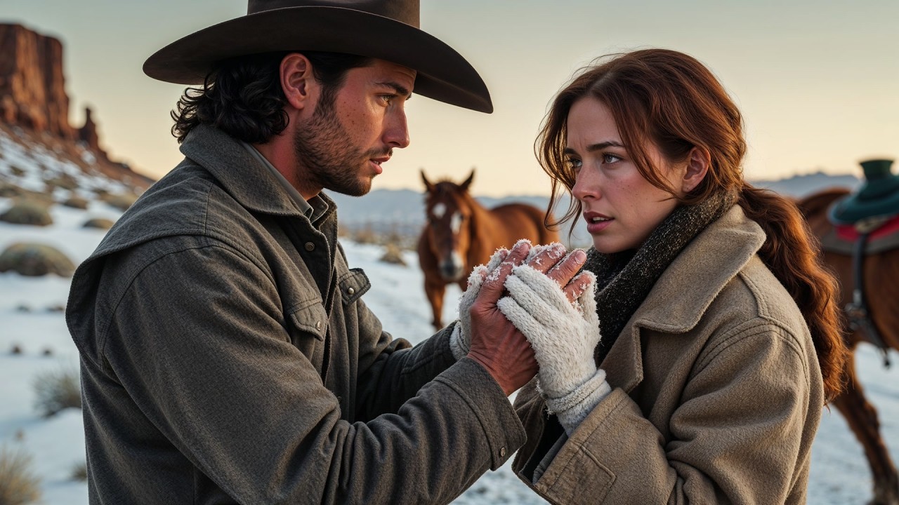 Her Hands Too Cold For Reins, A Cowboy Warmed Them In His Own And Led Her Horse To Safety For Her