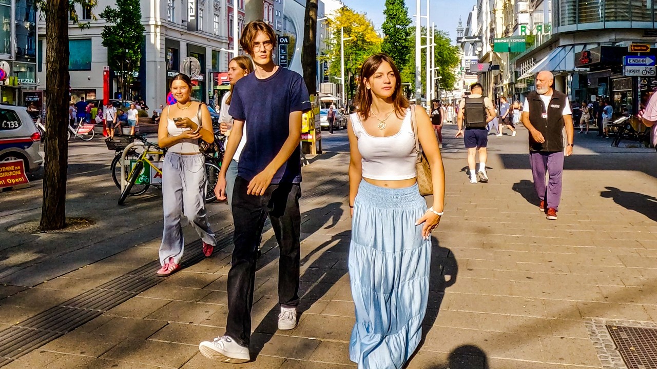 Vienna City Center: Mariahilfer Straße & Burggarten, Summer Walk at Shopping Street&Park, Austria 4K