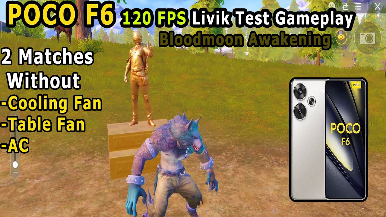 POCO F6 PUBG Mobile 120 Fps 3.4 Bloodmoon Awakening Livik Gameplay Without Cooling Fan, FPS Meter