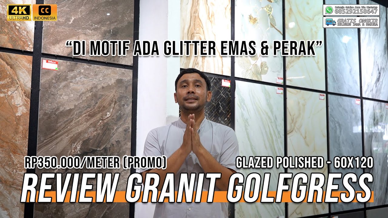 REVIEW GRANIT GOLFGRESS MOTIF MARMER, ADA GLITTER EMAS & PERAK, ELEGAN BANGET, GLAZE POLISH, 60X120