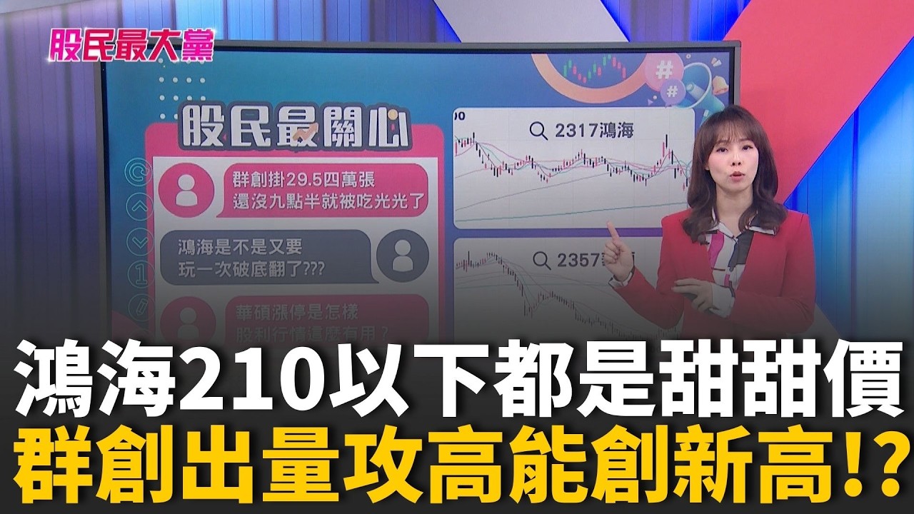 鴻海未破前低203元 專家:210以下仍是甜甜價 群創出量攻高能 有望再創新高!?記憶體又攻 