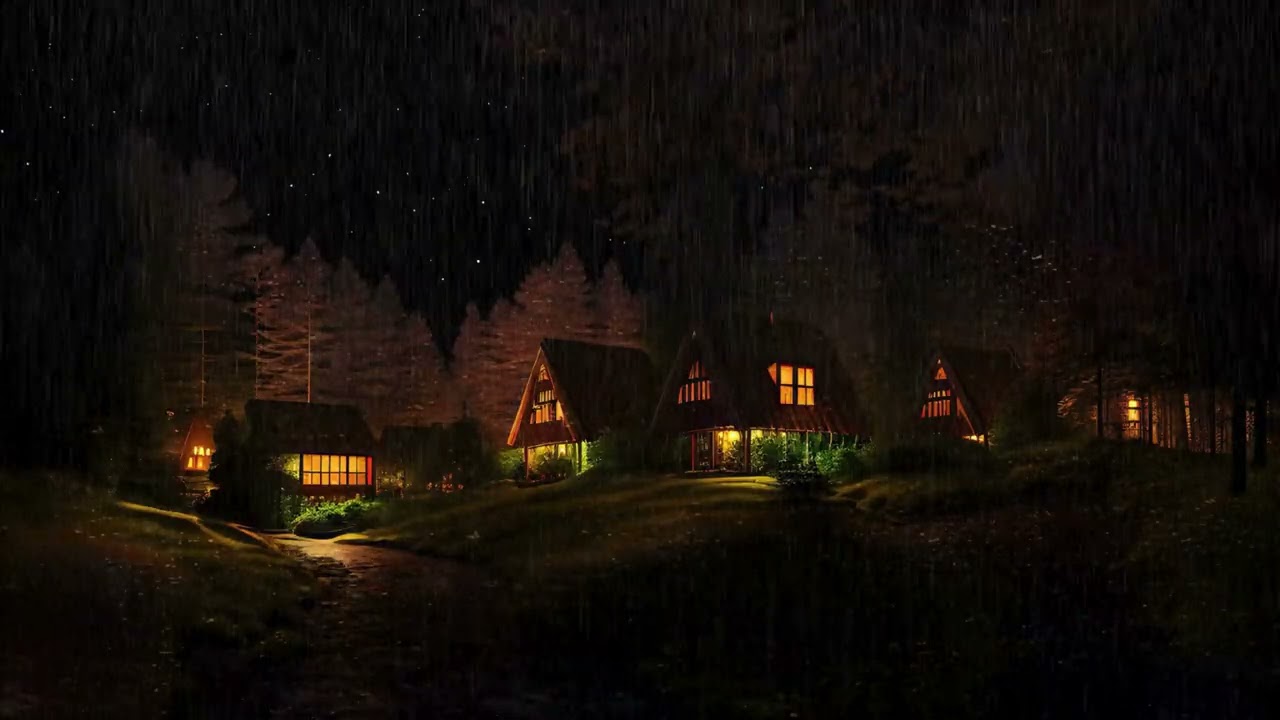 Peaceful Village | 2 Hours Cozy Night Ambience (No sounds)