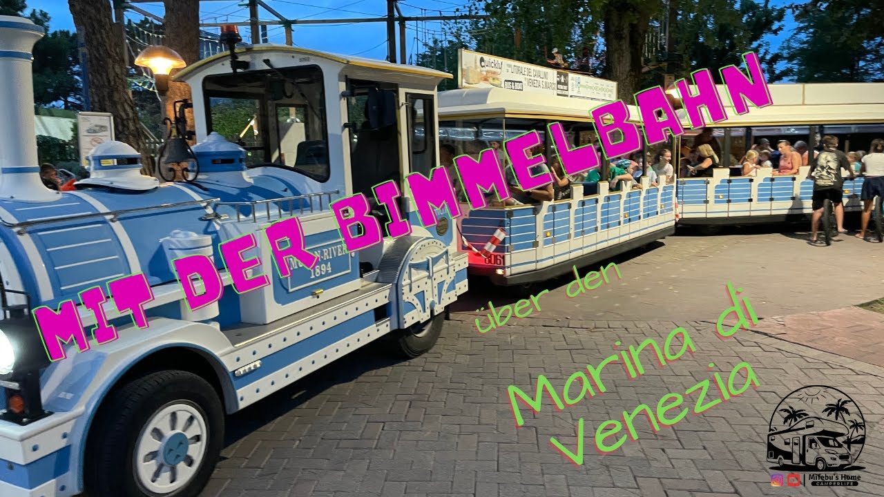 Wir fahren mit der Bimmelbahn über den Marina di Venezia.