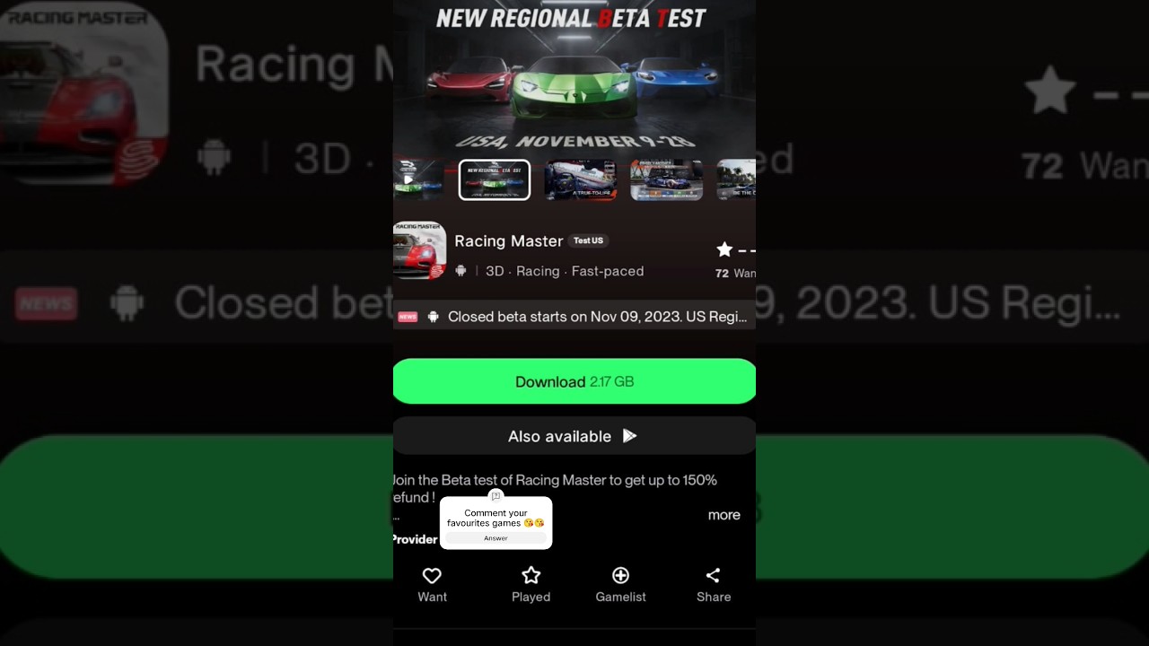 How to download Racing master -Beta test Lunched for android 