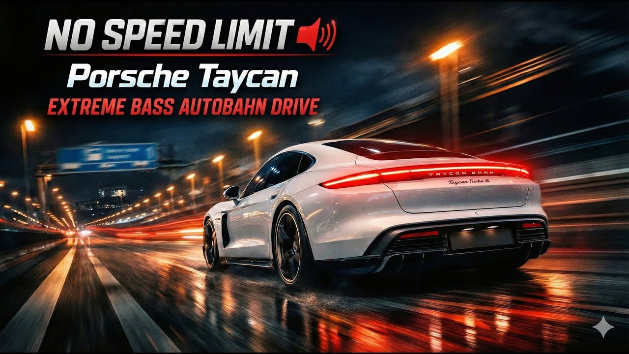NO SPEED LIMIT 🔊 Porsche Taycan Extreme Bass Autobahn Drive