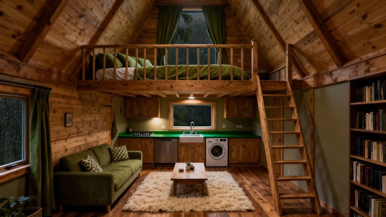 Cozy Cabin Rain Sounds at Night 🌧️ Warm Wooden Ambience for Deep Sleep, Relaxation & Study (4K)