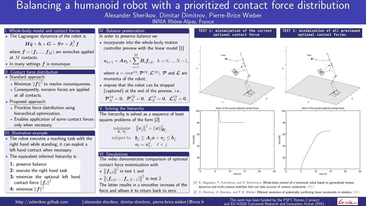 Interactive poster -- Balancing a humanoid robot with a prioritized contact force distribution
