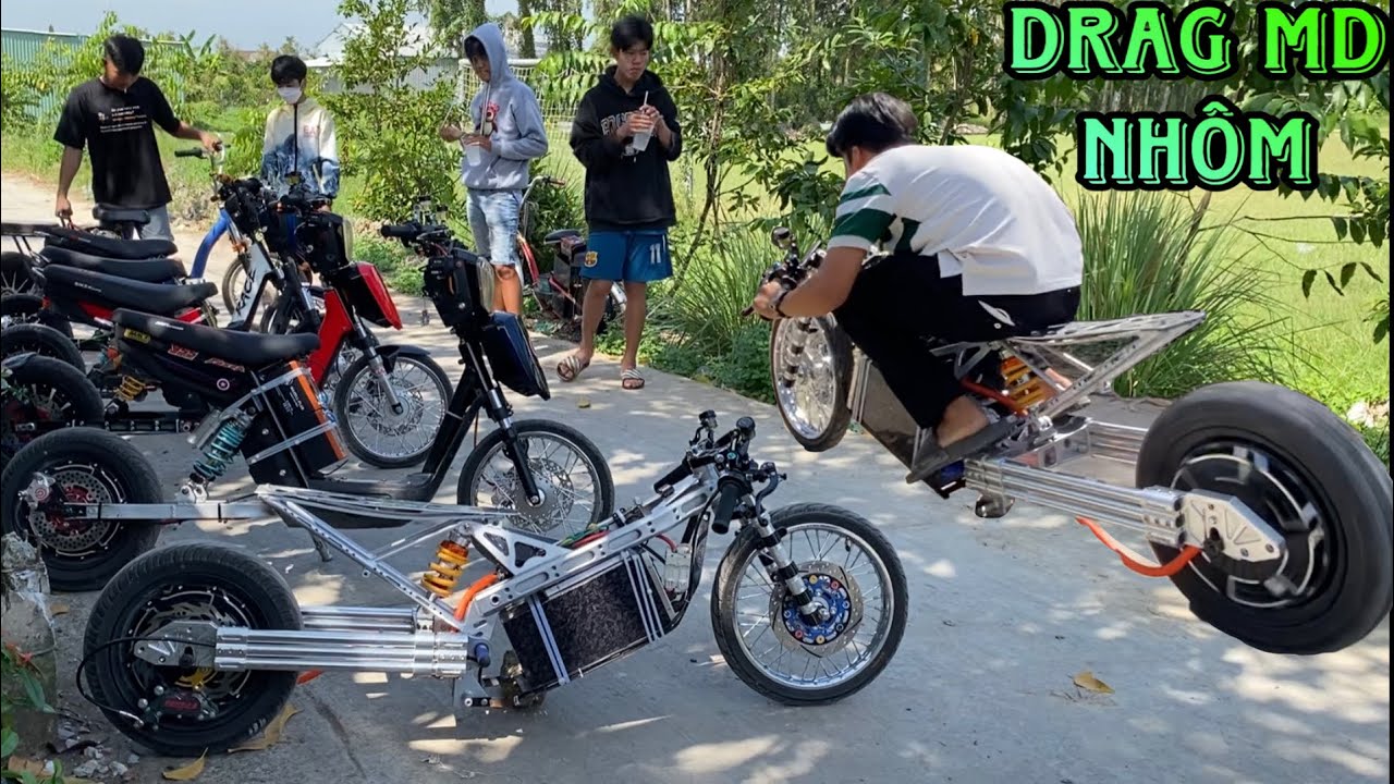Review ''Xe Đạp Điện Độ'' Drag Nh&ocirc;m MD Pin B&aacute;nh 5k Cap Nd 530 C&aacute;c Em Racing Boy Đề Ba Xo&aacute;y B&aacute;nh
