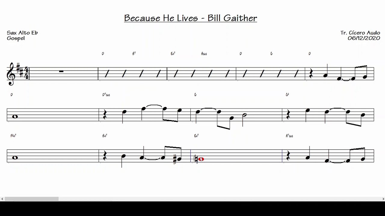Because He Lives - Bill Gaither (Alto Sax Eb) [Sheet music]