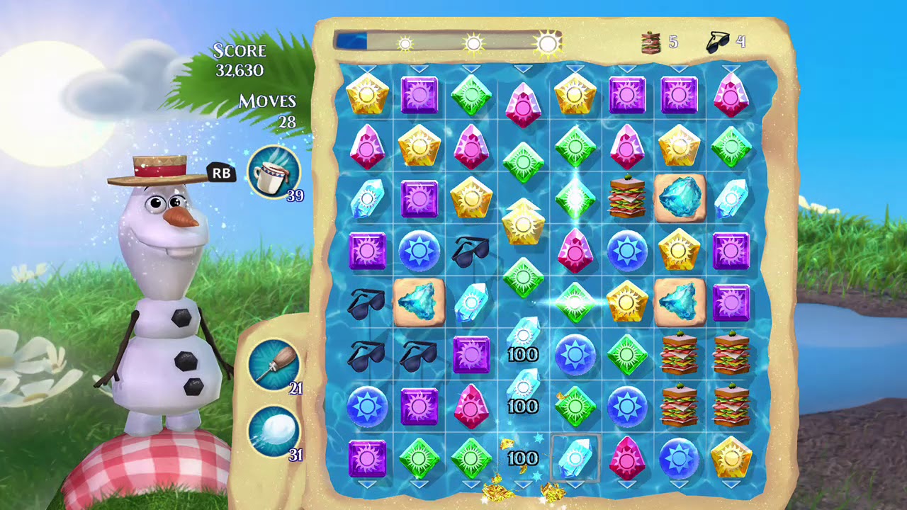 Frozen, Free Fall: Snowball Fight, Summer Level 1, Walkthrough, No Power Up, Amazing