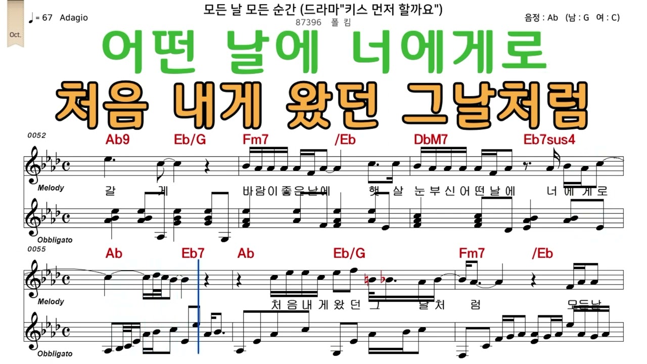 모든날모든순간 폴킴 악보와노래