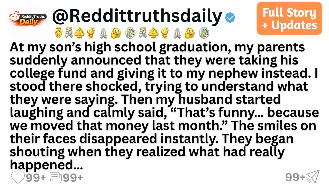 At my son’s high school graduation, my parents suddenly announced that they were taking his college.