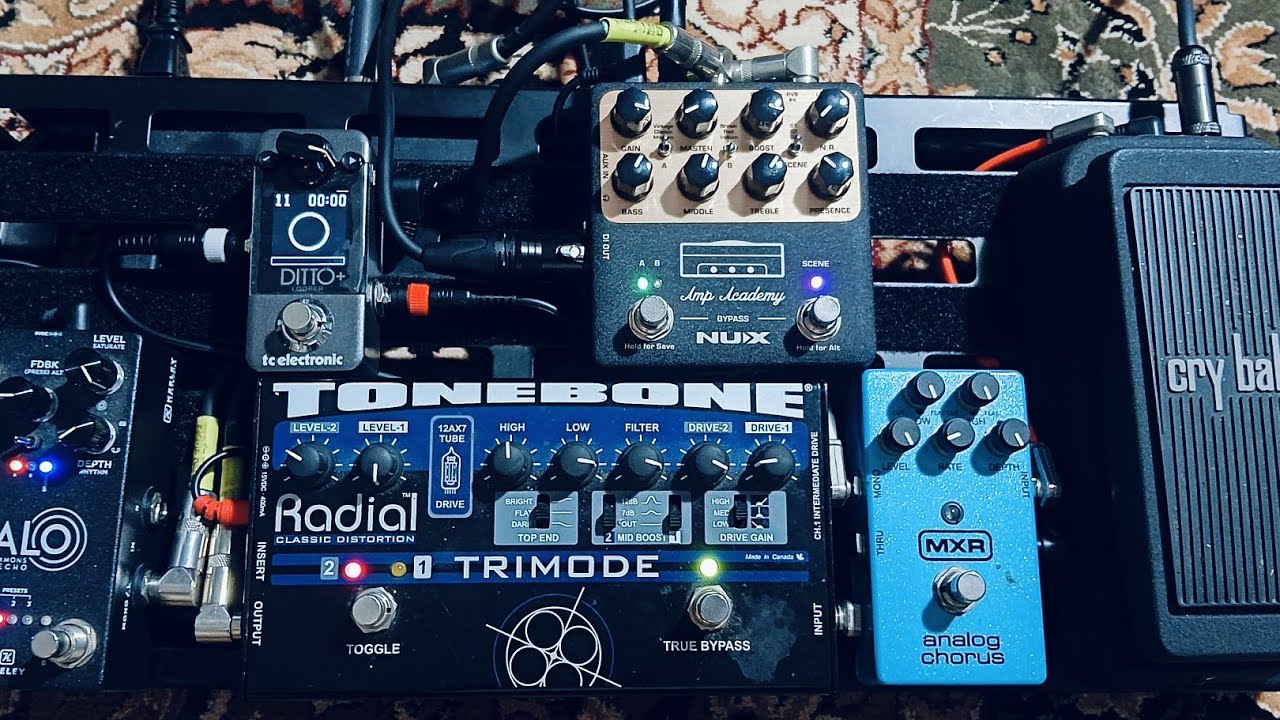 Washburn T Bird DL guitar, Radial Tonebone TRIMODE, KEELEY HALO & NUX Academy (WET/DRY/WET)