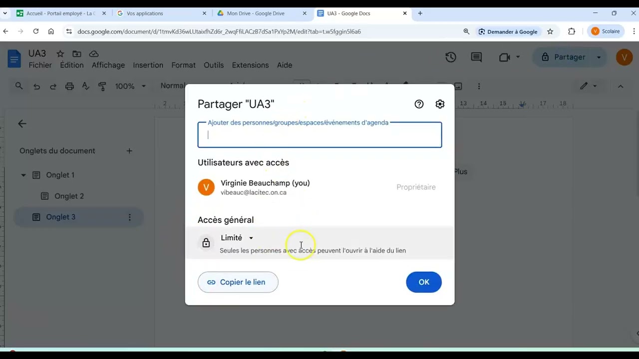 Créer et partager un Google Docs