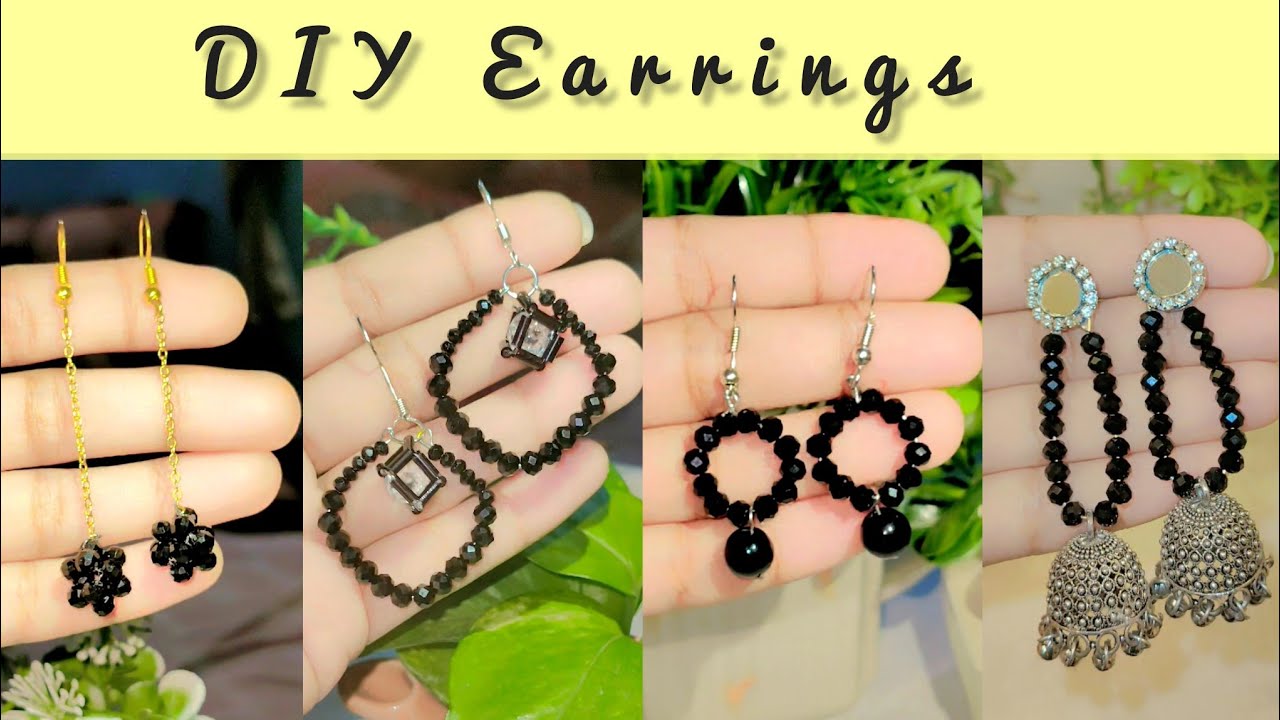DIY | 4 Easy & Quick Earring Tutorial✨🩷| How to make unique black earring 