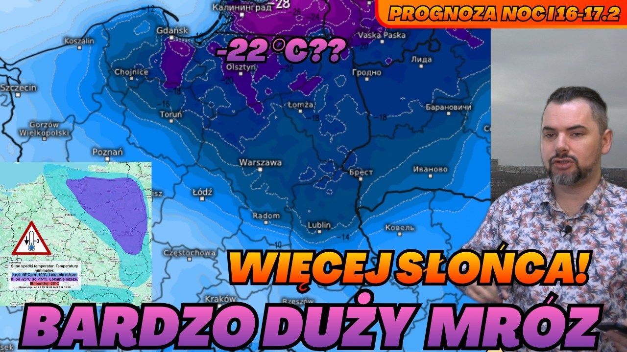 Bardzo silny mróz. W nocy poniżej -18°C. Wyż nad Polską. Kolejny front w poniedziałek. Prognoza